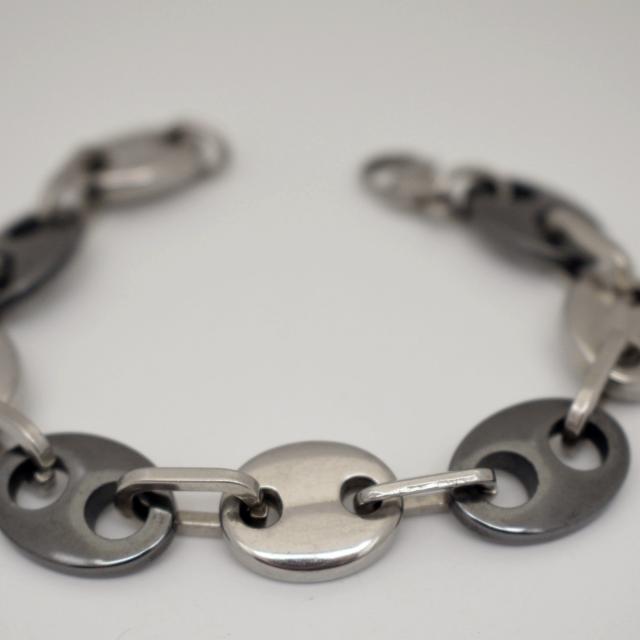 silver hematite stainless steel link bracelet.jpg